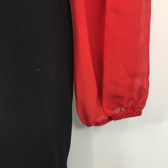 Bisou Bisou Color Block Black And Red Long Sleeves Dress Size 8. NWT - Picture 3 of 15